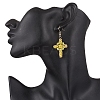 304 Stainless Steel Glass Seeds Cross Dangle Earrings EJEW-MZ00506-05-3