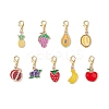 9Pcs Fruits Alloy Enamel Pendant Decorations HJEW-JM03672-2