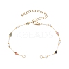 304 Stainless Steel & Faceted Round Gemstone Link Chain Bracelet Making AJEW-JB01346-2