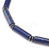 Natural Gemstone Column & Synthetic Hematite Stretch Bracelet BJEW-JB08458-7
