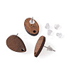 Coconut Brown Wood Stud Earring Findings EJEW-TA0010-06P-4