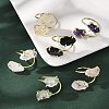 Natural Mixed Stone Cuff Rings RJEW-B122-02G-1
