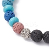 Natural Lava Rock & Synthetic Turquoise Beaded Stretch Bracelets BJEW-JB09985-02-4