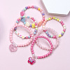 6Pcs Plastic Round Beaded Stretch Bracelet & Charm Bracelet Set for Kid FS-WG9931D-01-1