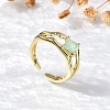 Square Brass Cat Eye Cuff Rings RJEW-G344-01G-03-1