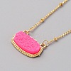 Simulated Druzy Resin Oval Pendant Necklace with Alloy Satellite Chains NJEW-WH0016-39G-03-1