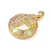 Brass Micro Pave Cubic Zirconia with Glass Pendents KK-Q815-01G-04-2