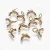 Brass Cubic Zirconia Charms ZIRC-E162-14G-2