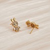 Rabbit Cubic Zirconia Stud Earrings EJEW-SZ0001-76-4