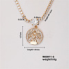 Fashion Brass Rhinestones Flat Round Pendant Necklace for Women AB9344-6-1