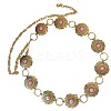 Ethnic Style Alloy with Dyed Synthetic Turquoise Flower Link Chain Waist Belly Chains for Women FS-WGC6A5F-01-3