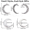 60Pcs 3 Styles Tibetan Style Alloy 2-Loop Connector Charms FIND-SC0007-55-2