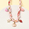 Starfish Strawberry Shell Shape 304 Stainless Steel Enamel & Handmade Lampwork Pendant Necklaces LS-NJEW-D344-02G-3