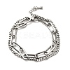 Tarnish Resistant 201 Stainless Steel Paper & Curb Chains Double Layered Multi-strand Bracelet for Women BJEW-A126-19P-1