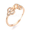 Heart Brass Micro Pave Clear Cubic Zirconia Adjustable Ring Settings KK-T076-49G-1