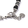 Natural Lava Rock & Synthetic Hematite Round Beaded Bracelet BJEW-P339-02P-08-3