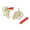 Rack Plating Alloy Flower Stud Earrings Finding EJEW-B030-09G-2