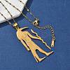 201 Stainless Steel Egyptian Ancient God Anubis Pendant Necklaces NJEW-D318-06G-3