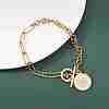 Flat Round with Sun 201 Stainless Steel Charm Bracelets BJEW-JB12679-1