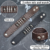 2Pcs 2 Colors Halloween Skull Leather Cord Bracelets for Men BJEW-GF0001-29-6