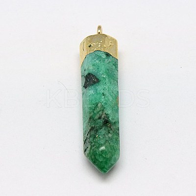 Natural Dyed Crystal Pencil Pointed Pendants G-L044-05-1