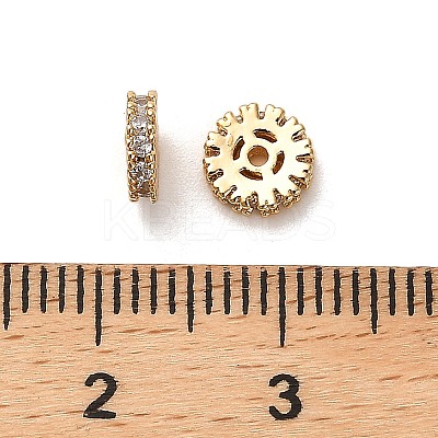 Brass Micro Pave Clear Cubic Zirconia Beads KK-B110-07G-1