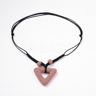 (Jewelry Parties Factory Sale)Triangle Lava Rock Pendants Necklaces NJEW-D205-03-1
