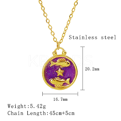 304 Stainless Steel Enamel Constellation Pendant Necklaces DJ0261-11-1-1