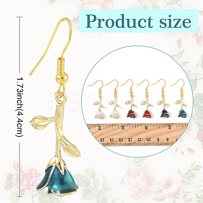3 Pairs 3 Colors Brass Flower Dangle Earrings EJEW-YW00003-1