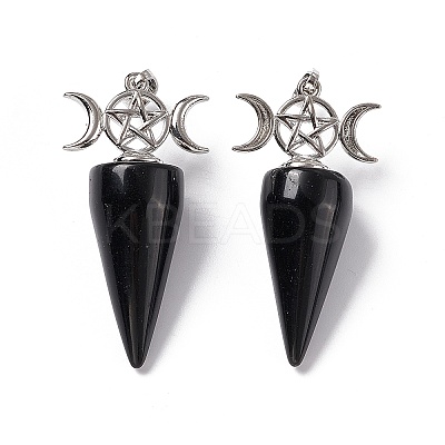 Natural Obsidian Pendants G-P484-02P-04-1