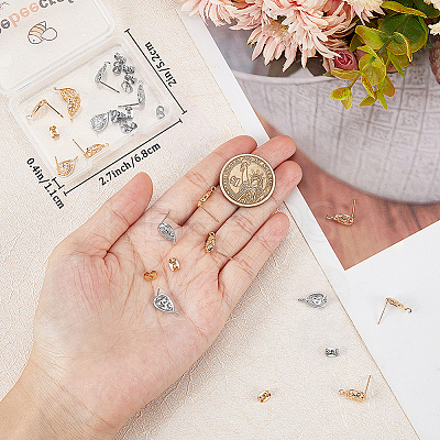 20PCS Brass Stud Earring Findings KK-BBC0027-89B-1