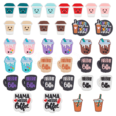36Pcs 18 Styles PVC Cartoon Drink Teether Silicone Beads PVC-HS0001-02-1