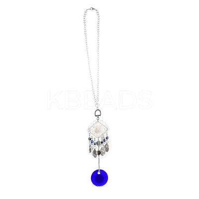 Evil Eye Alloy Lampwork Pendant Decorations HJEW-M005-02C-AS-1