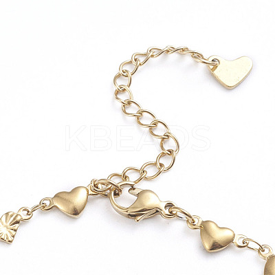 Heart 304 Stainless Steel Link Chain Bracelets BJEW-L673-008-G-1