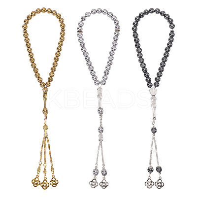 3Pcs 3 Colors Alloy Knot Charm Bracelets BJEW-PH0004-70-1