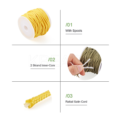 5 Rolls 5 Colors Nylon Braided Cord Ropes NWIR-PJ0001-01-1