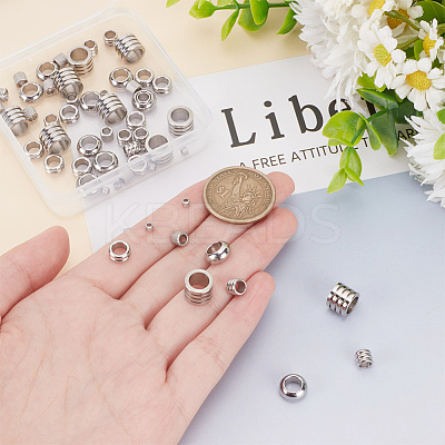 60Pcs 6 Style 304 Stainless Steel Beads STAS-AR0001-83-1