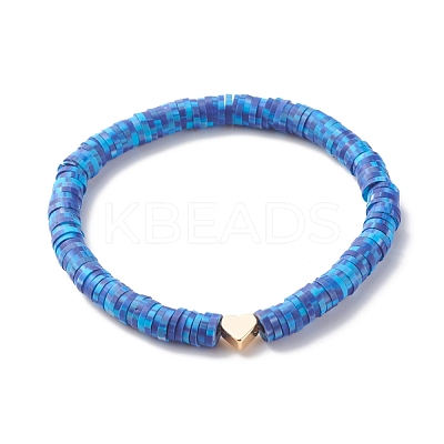 Handmade Polymer Clay Heishi Beads Stretch Bracelet BJEW-JB07392-1