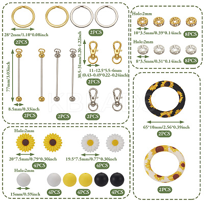 DIY Sunflower Iron Beadable Bar Keychain Making Kits DIY-TA0010-21-1