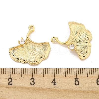 Brass Micro Pave Clear Cubic Zirconia Charms KK-Z044-26G-1