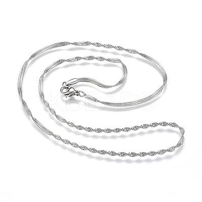 Non-Tarnish 304 Stainless Steel Singapore Chain Necklaces NJEW-G271-27P-1