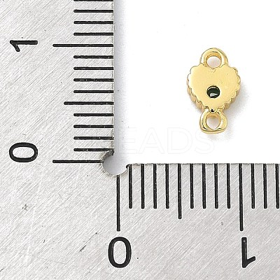 Brass Pave Cubic Zirconia Heart Connector Charms KK-G548-18G-05-1