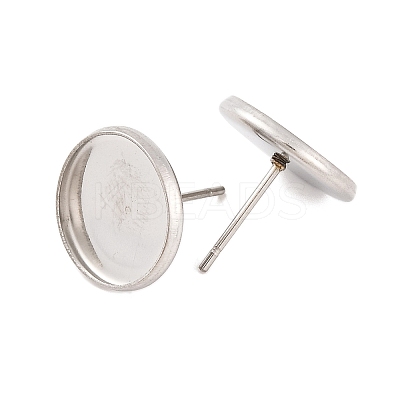 Tarnish Resistant 304 Stainless Steel Flat Round Stud Earring Settings X-STAS-I017-01-1