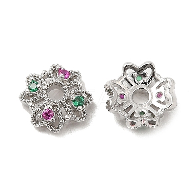 Brass Micro Pave Colorful Cubic Zirconia Bead Caps KK-F860-77P-1