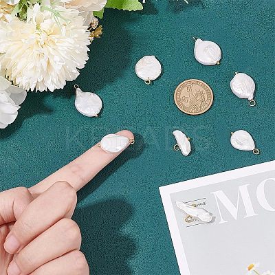 8Pcs 4 Styles Baroque Natural Keshi Pearl Pendants PALLOY-AB00030-1