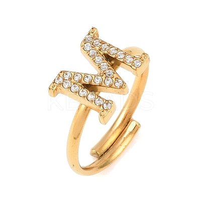 304 Stainless Steel Micro Pave Cubic Zirconia Cuff Open Rings LS-RJEW-D336-01G-02-1