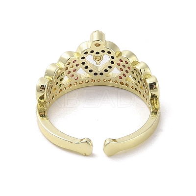 Brass Micro Pave Cubic Zirconia Open Cuff Rings RJEW-M170-10G-1
