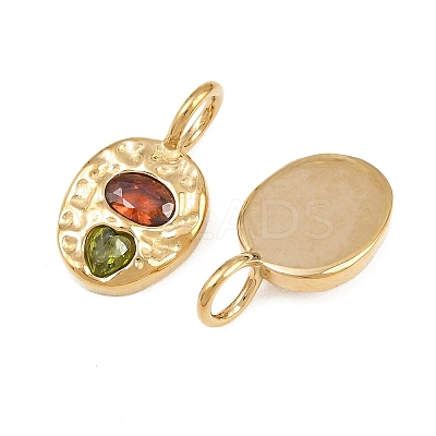 304 Stainless Steel Micro Pave Colorful Cubic Zirconia Pendants SA-CBA592A-06G-1