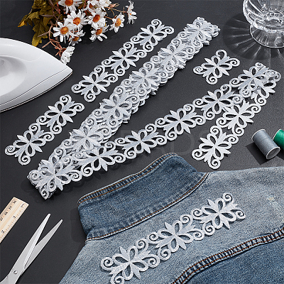 Sew on Ethnic Style Embroidery Flower Polyester Hollow Lace Ribbons OCOR-WH0109-343B-1