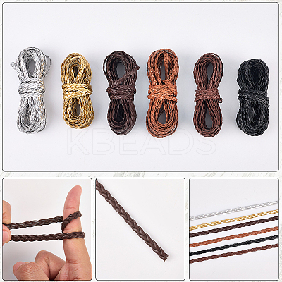 5M 3-Ply PU Leather Braided Cord LC-GF0001-12C-1